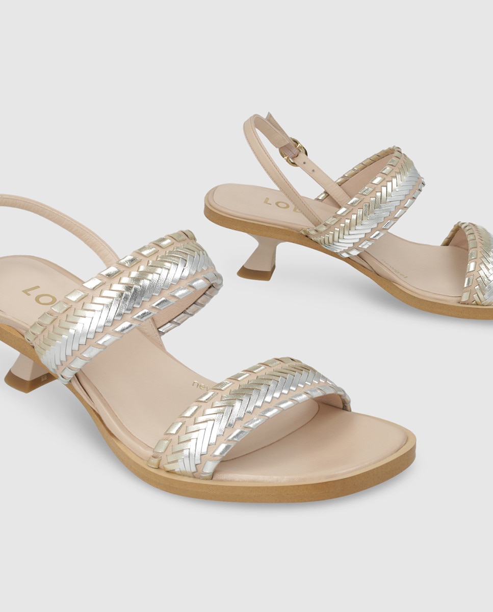 Sandalias de tacón de mujer en piel con trenzado - Lodi - Beige Beige-4