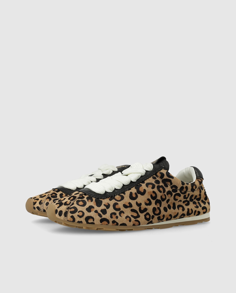 Zapatillas de mujer en piel efecto animal print - Lodi - Marrón Marrón-4