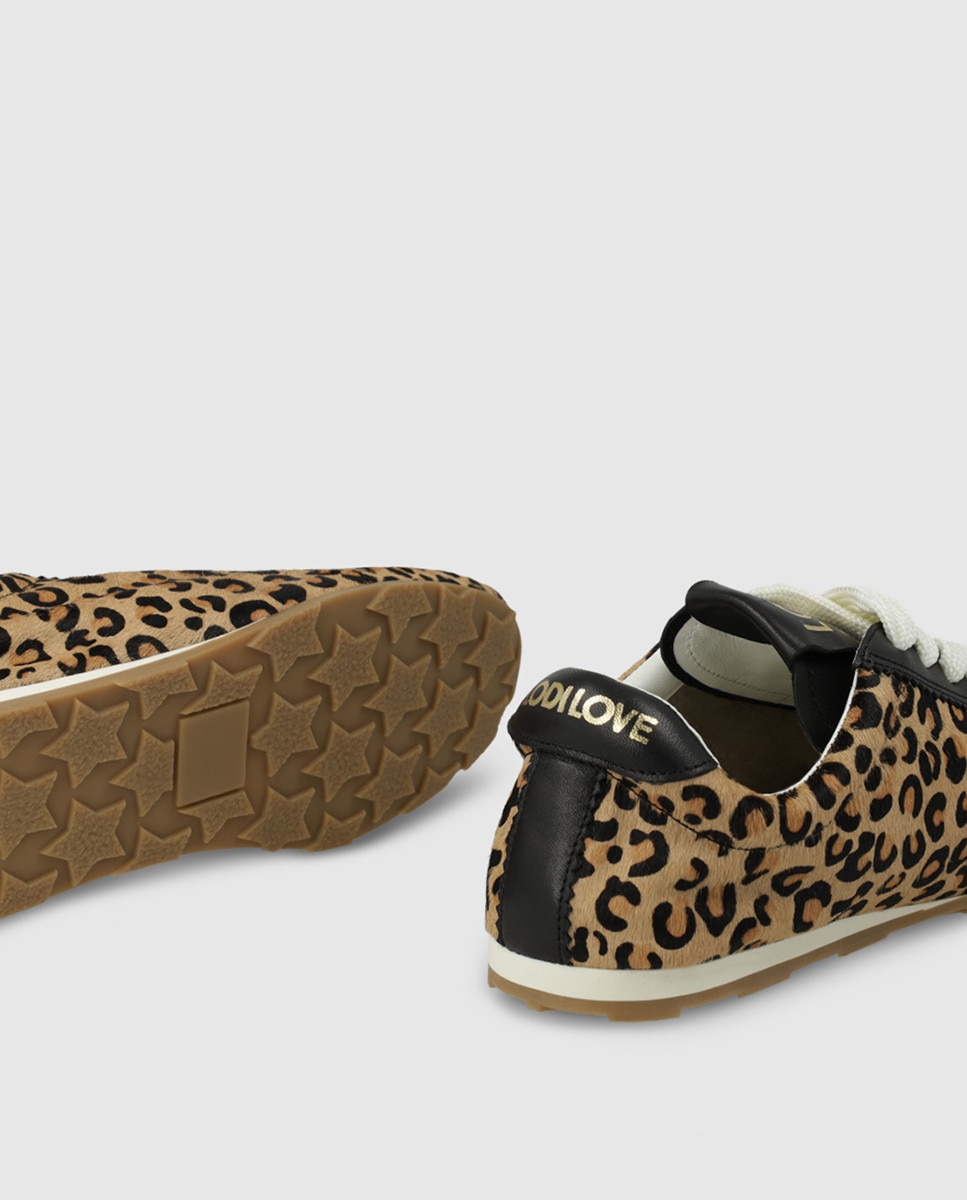 Zapatillas de mujer en piel efecto animal print - Lodi - Marrón Marrón-3