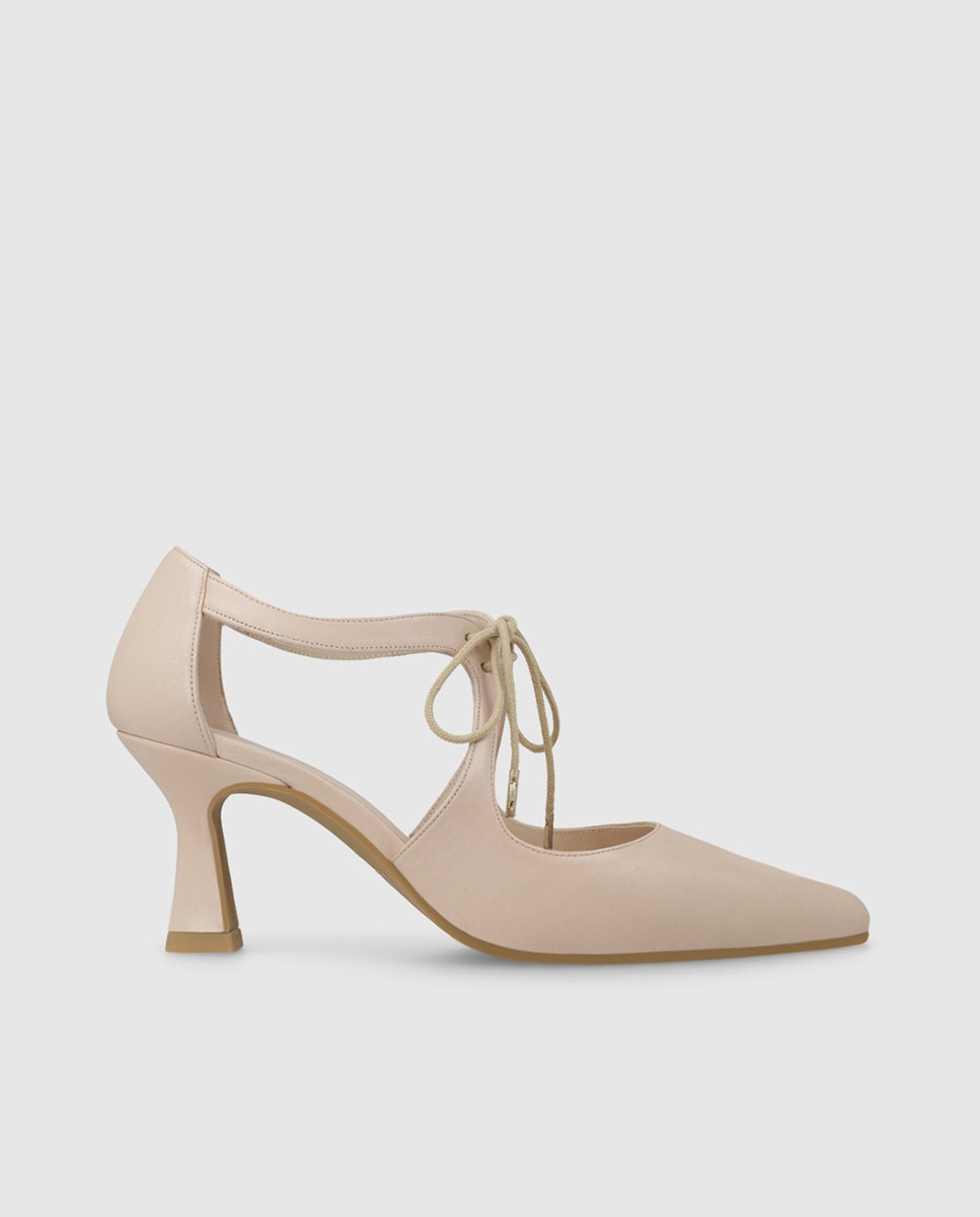 Zapatos de salón de mujer en piel con cierre cordonera - Lodi - Beige Beige-1