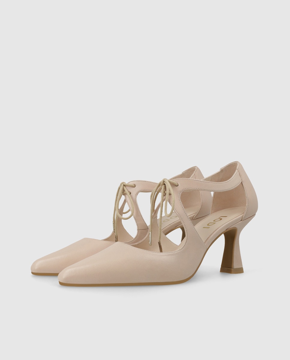Zapatos de salón de mujer en piel con cierre cordonera - Lodi - Beige Beige-3