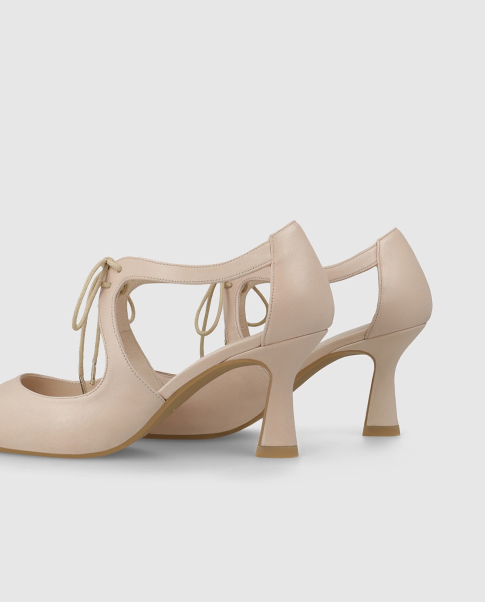 Zapatos de salón de mujer en piel con cierre cordonera - Lodi - Beige Beige-2