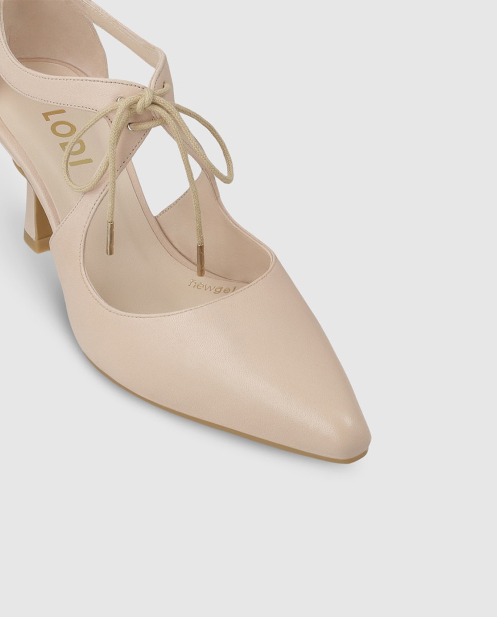 Zapatos de salón de mujer en piel con cierre cordonera - Lodi - Beige Beige-4