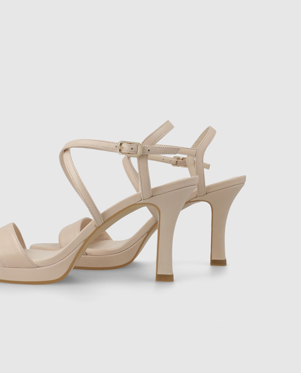Sandalias de tacón de mujer en piel con tacón - Lodi - Beige Beige-2