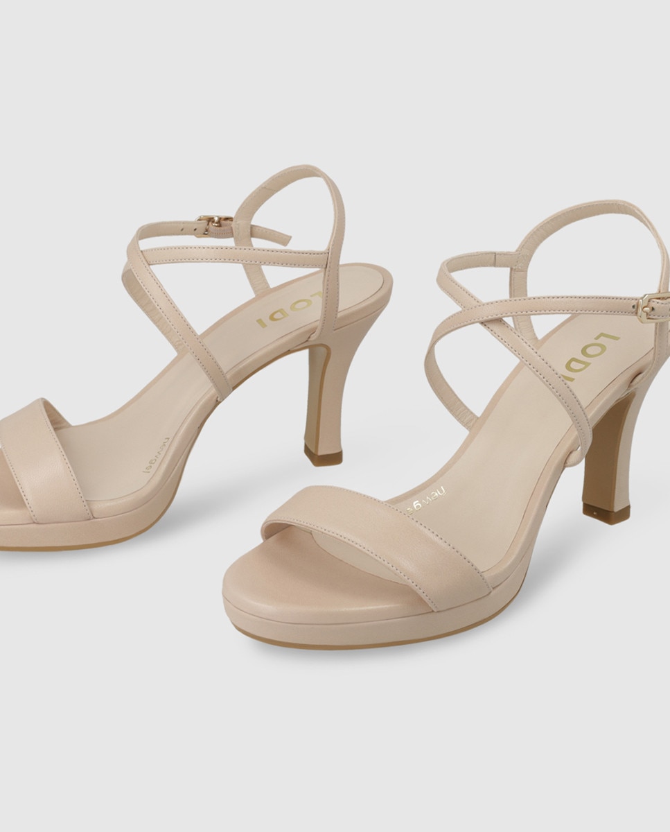 Sandalias de tacón de mujer en piel con tacón - Lodi - Beige Beige-4