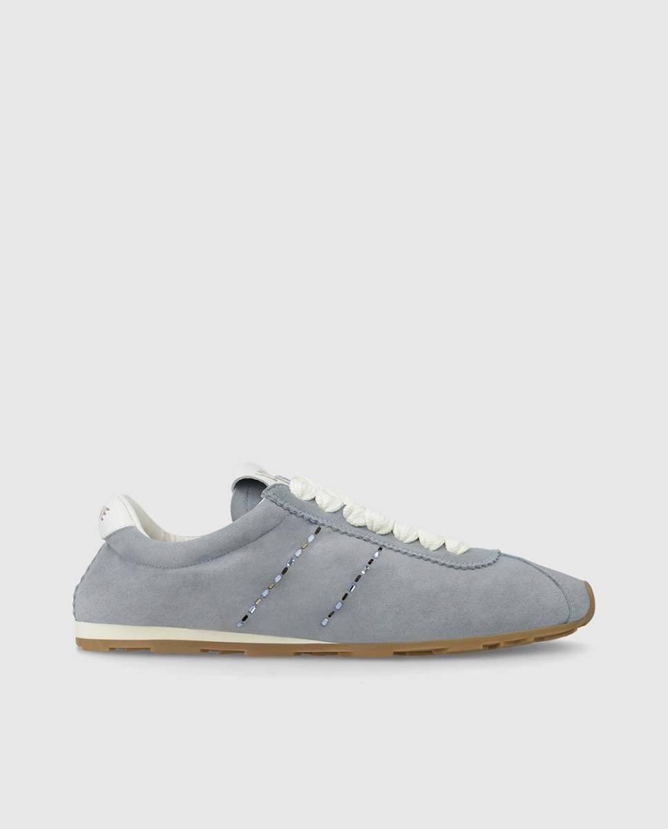 Zapatillas de mujer en ante con cordoneras - Lodi - Azul claro Azul claro-1