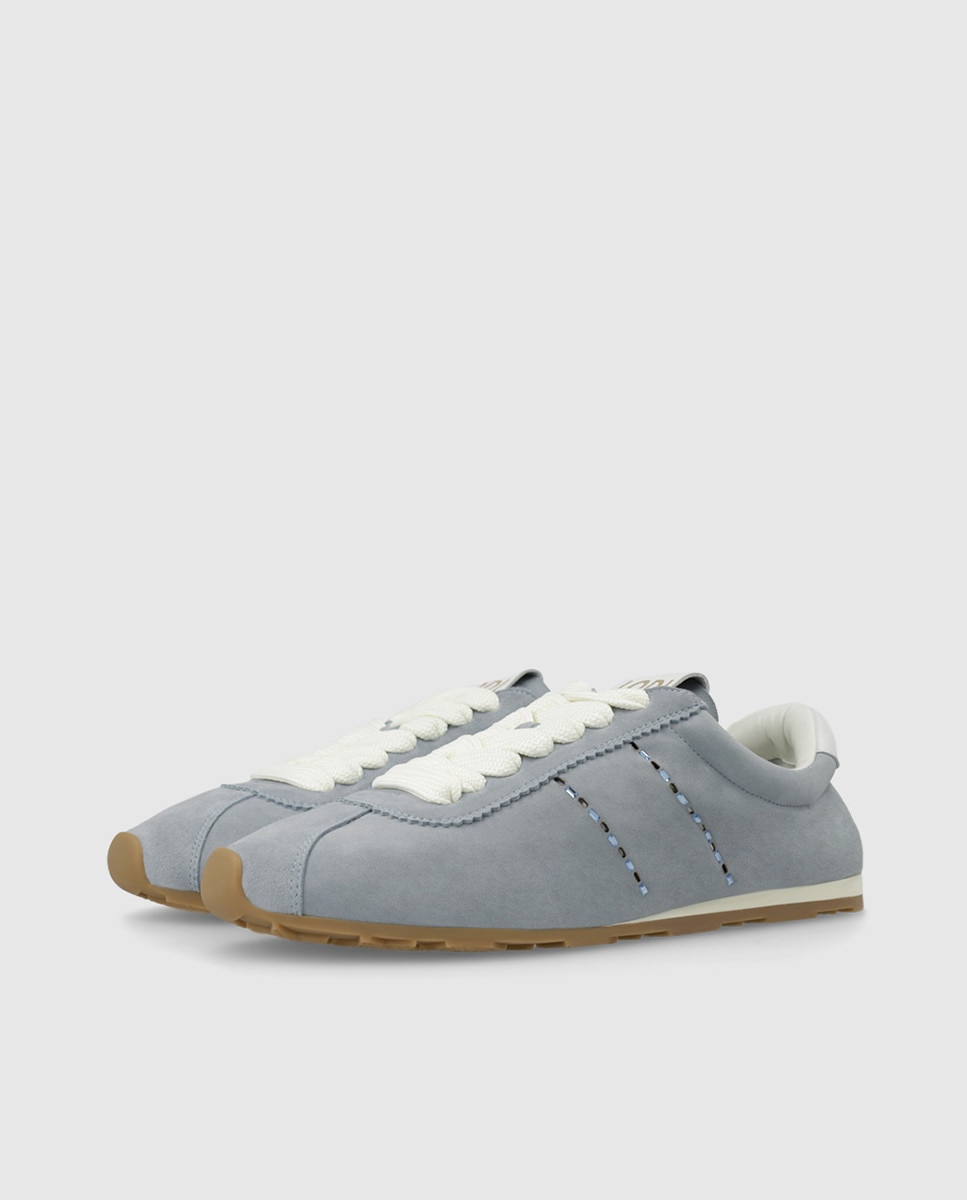 Zapatillas de mujer en ante con cordoneras - Lodi - Azul claro Azul claro-3