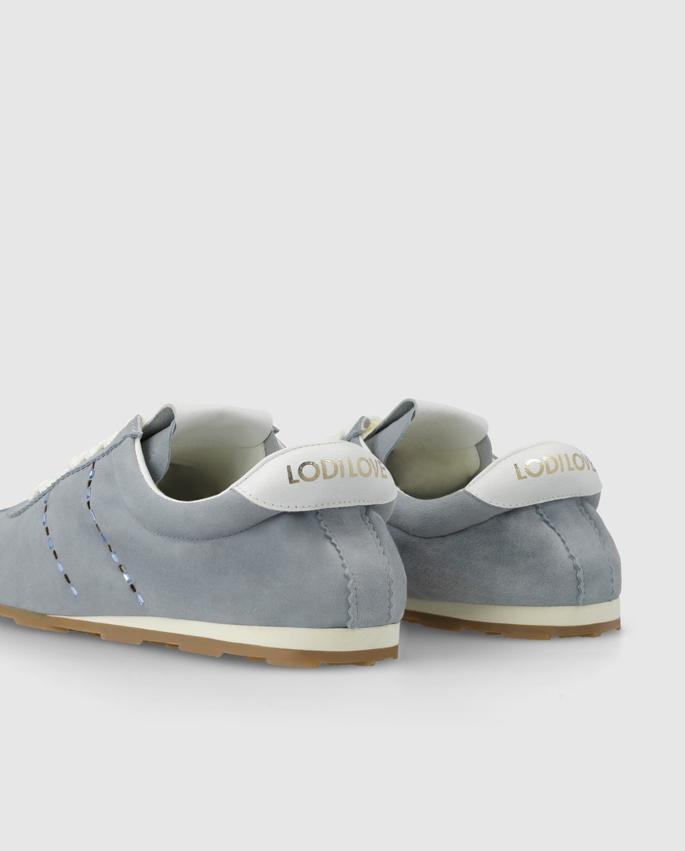 Zapatillas de mujer en ante con cordoneras - Lodi - Azul claro Azul claro-2