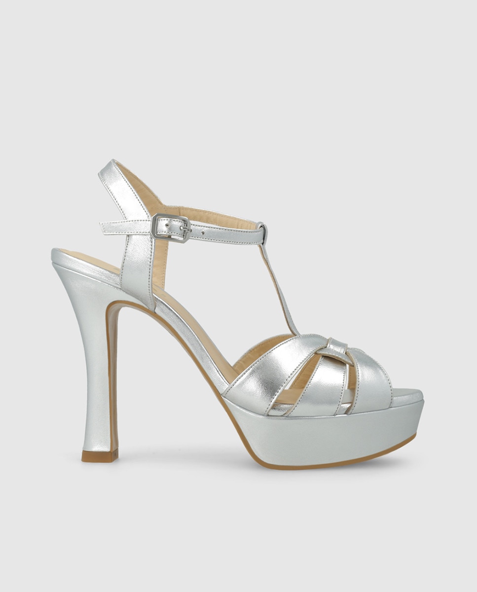 Sandalias de mujer con plataforma en piel - Lodi - Plateado Plateado-1