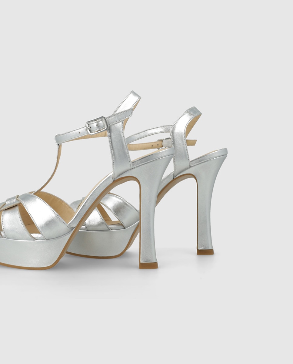 Sandalias de mujer con plataforma en piel - Lodi - Plateado Plateado-2
