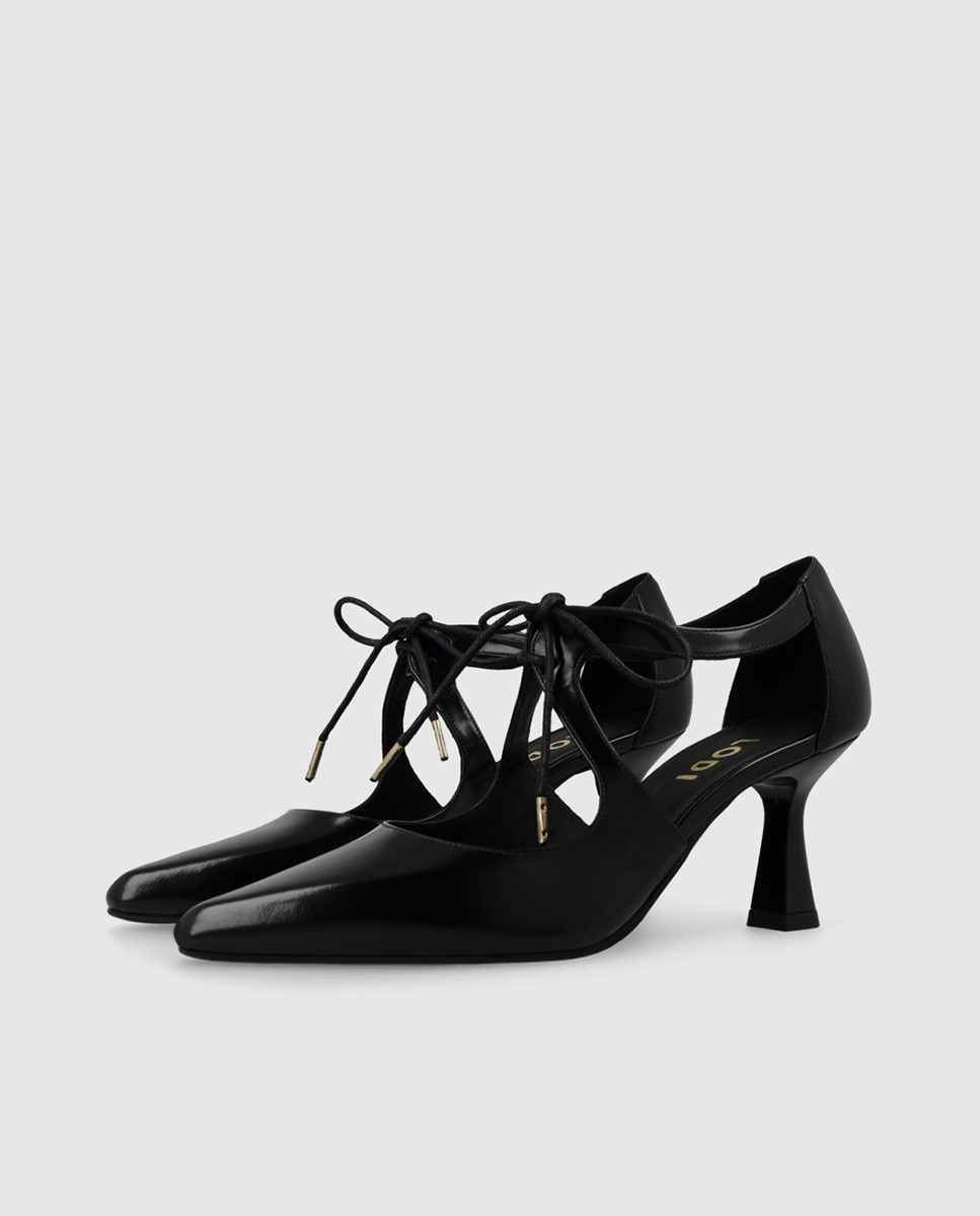 Imagen 3 de Zapatos de salón de mujer en piel con cierre cordonera - Lodi - Negro Negro