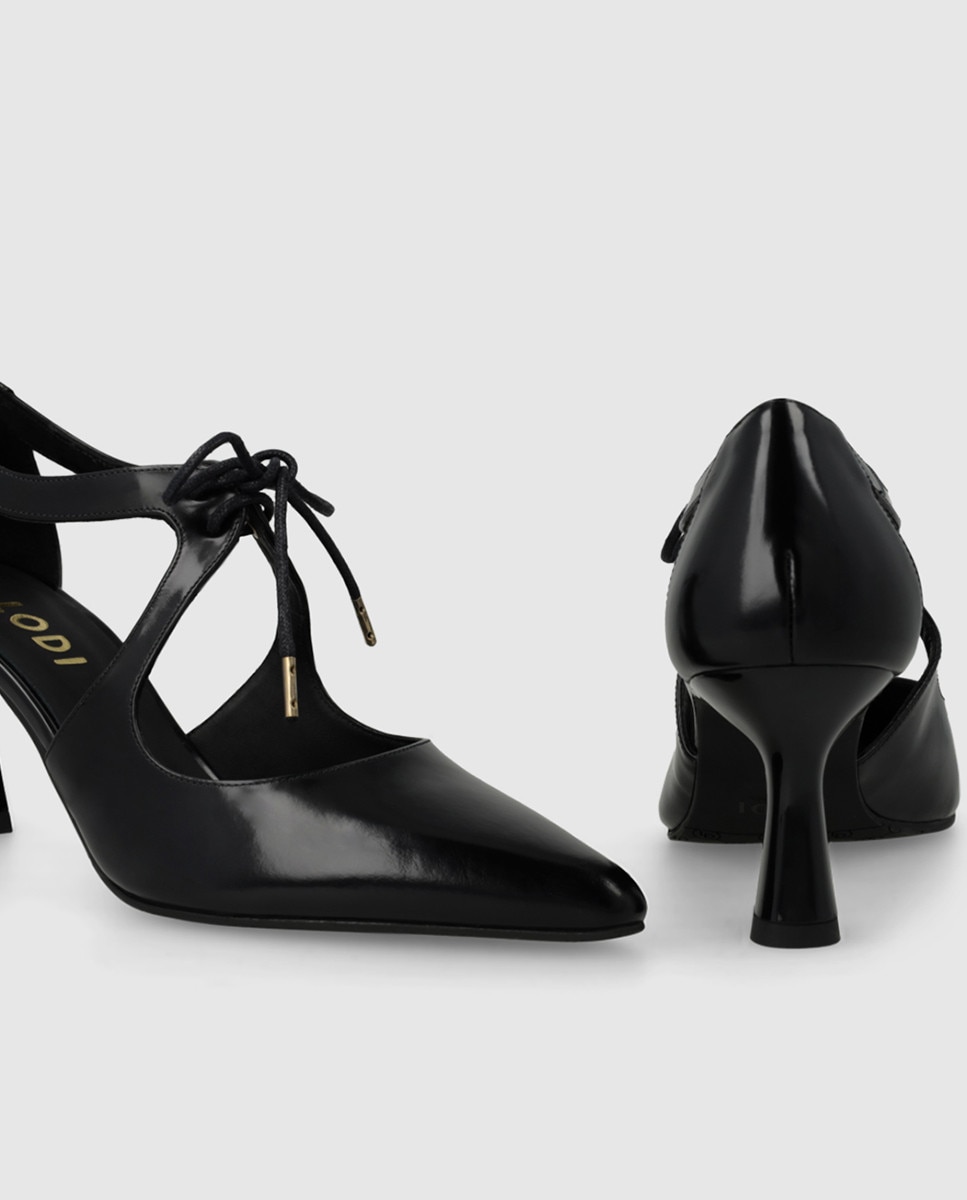 Imagen 4 de Zapatos de salón de mujer en piel con cierre cordonera - Lodi - Negro Negro