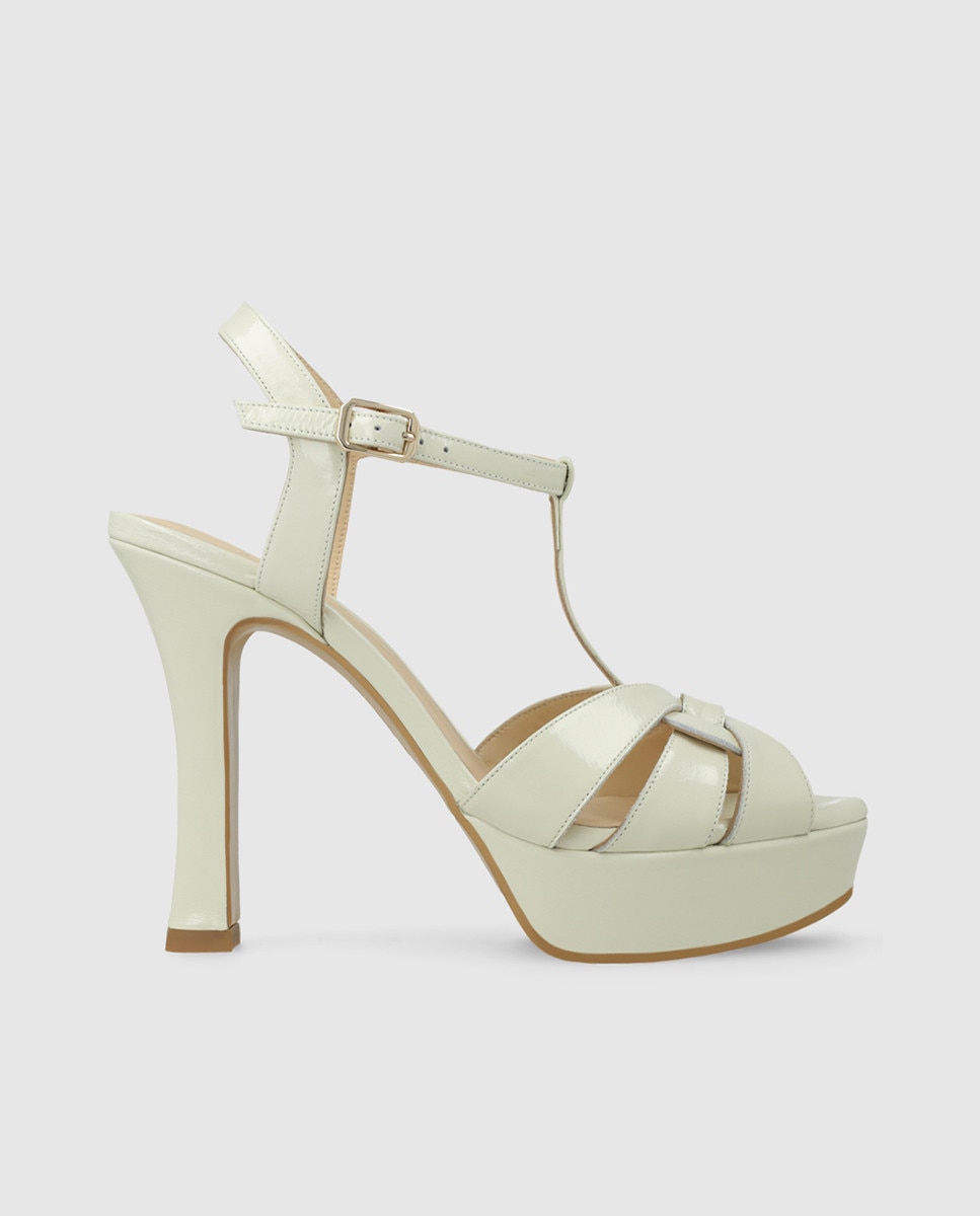 Sandalias de tacón de mujer con plataforma en piel - Lodi - Blanco Blanco-1