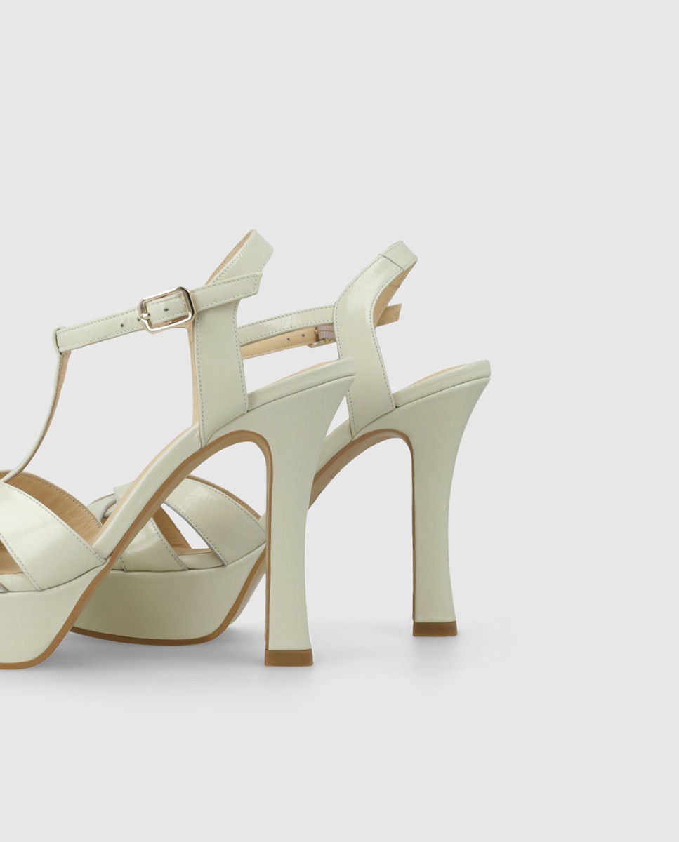 Sandalias de tacón de mujer con plataforma en piel - Lodi - Blanco Blanco-2