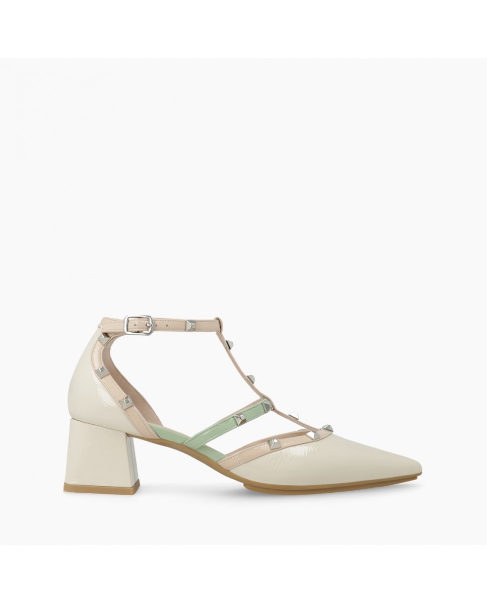 Zapatos de salón de mujer en charol y tachas - Lodi - Beige Beige-1