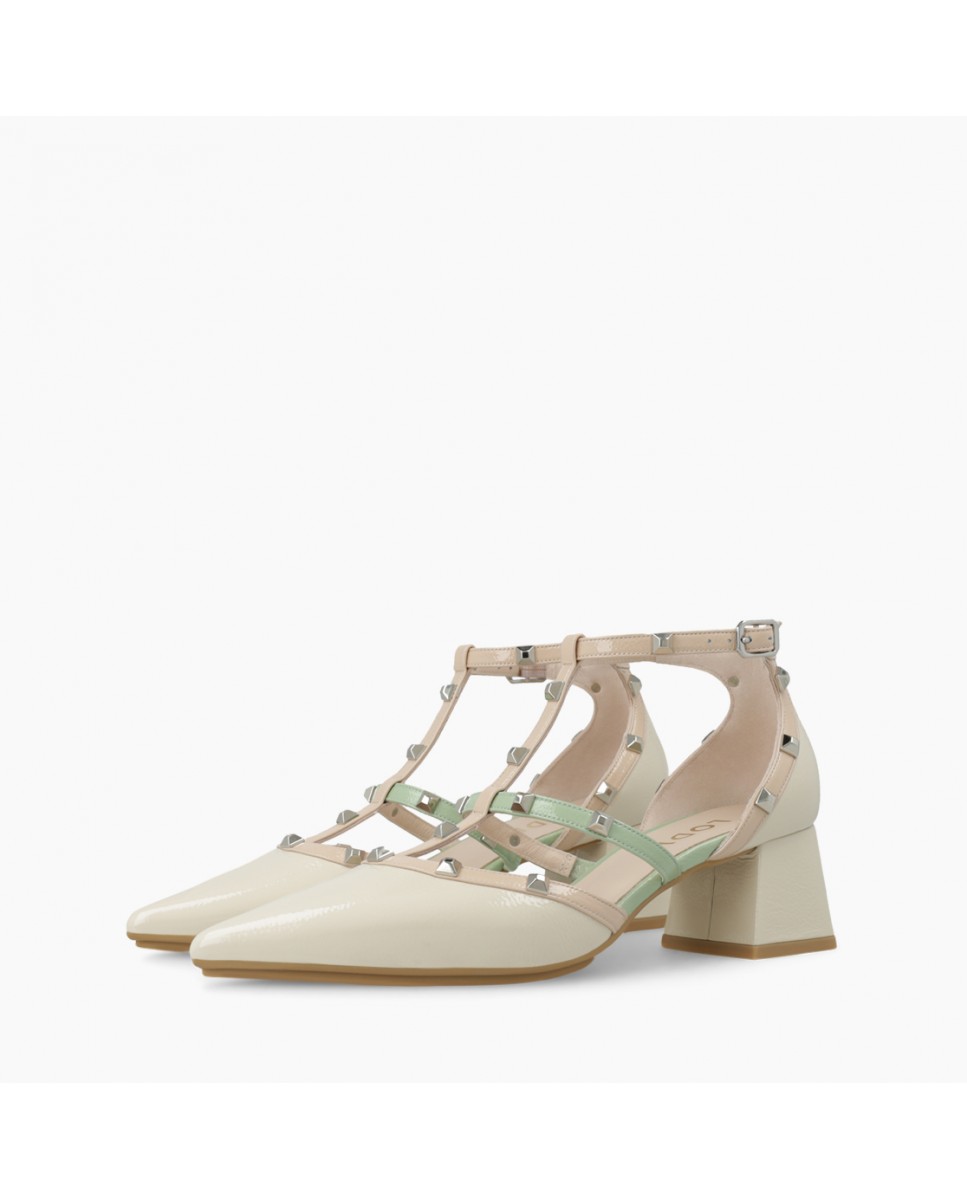 Zapatos de salón de mujer en charol y tachas - Lodi - Beige Beige-3