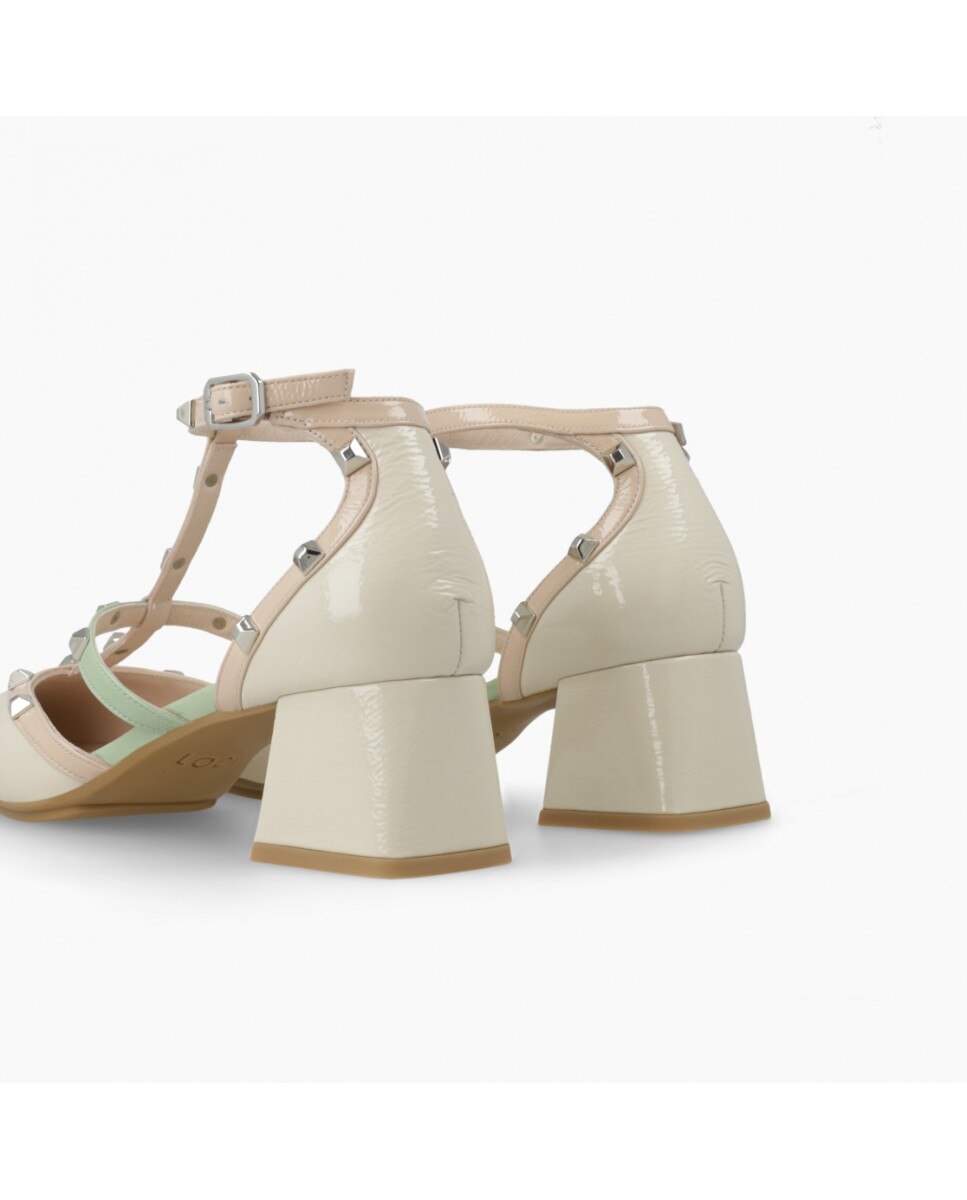 Zapatos de salón de mujer en charol y tachas - Lodi - Beige Beige-2