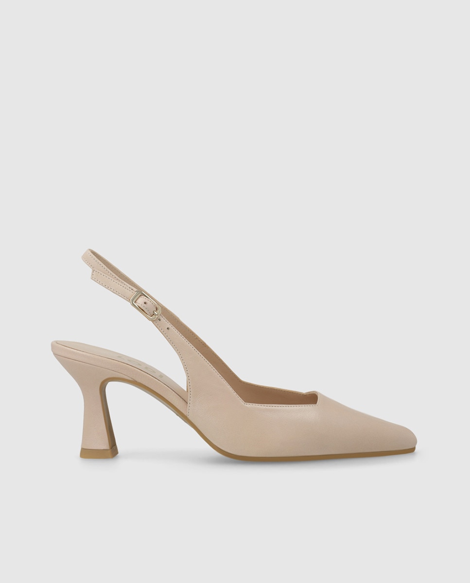 Zapatos de salón destalonados de mujer en piel - Lodi - Beige Beige-1