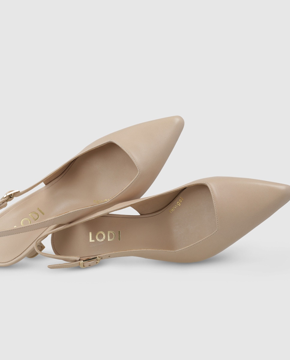 Zapatos de salón destalonados de mujer en piel - Lodi - Beige Beige-4
