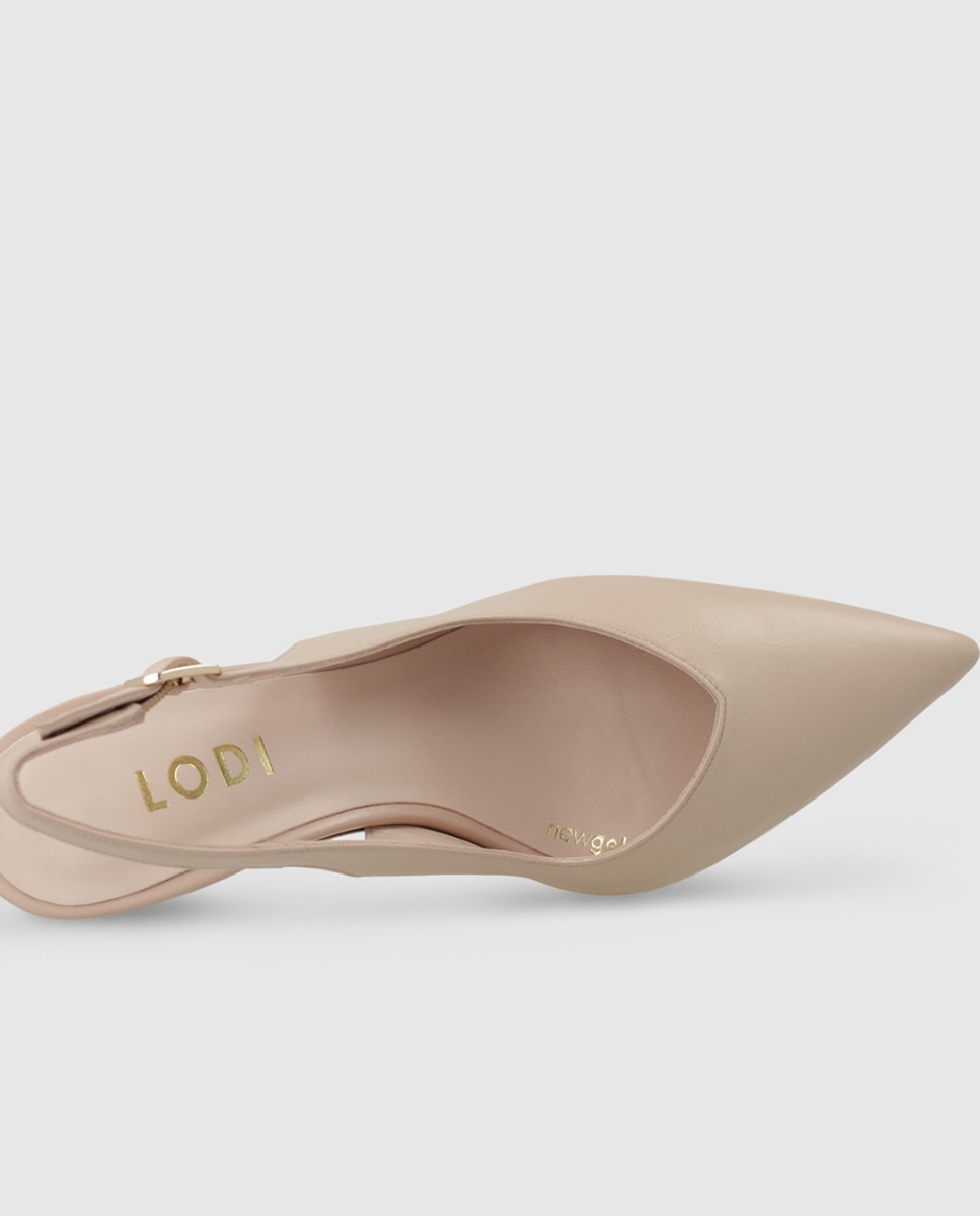 Zapatos de salón de mujer destalonados de piel con tacón - Lodi - Beige Beige-4