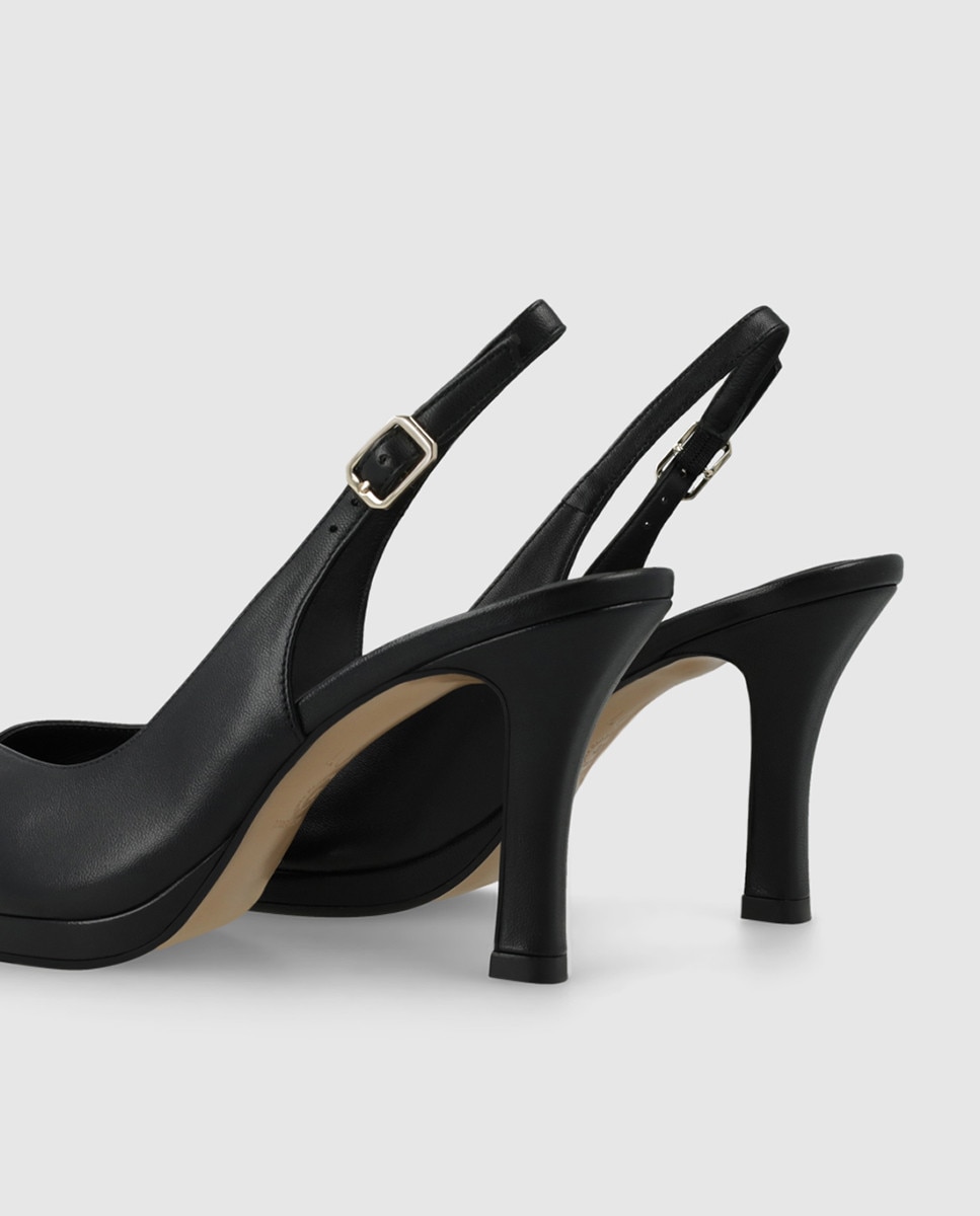 Zapatos de salón de mujer destalonados de piel con tacón - Lodi - Negro Negro-2