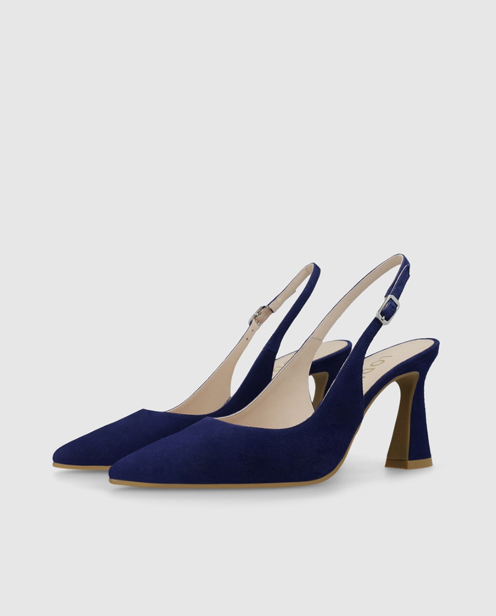 Zapatos de salón de mujer destalonados en ante - Lodi - Azul Azul-3