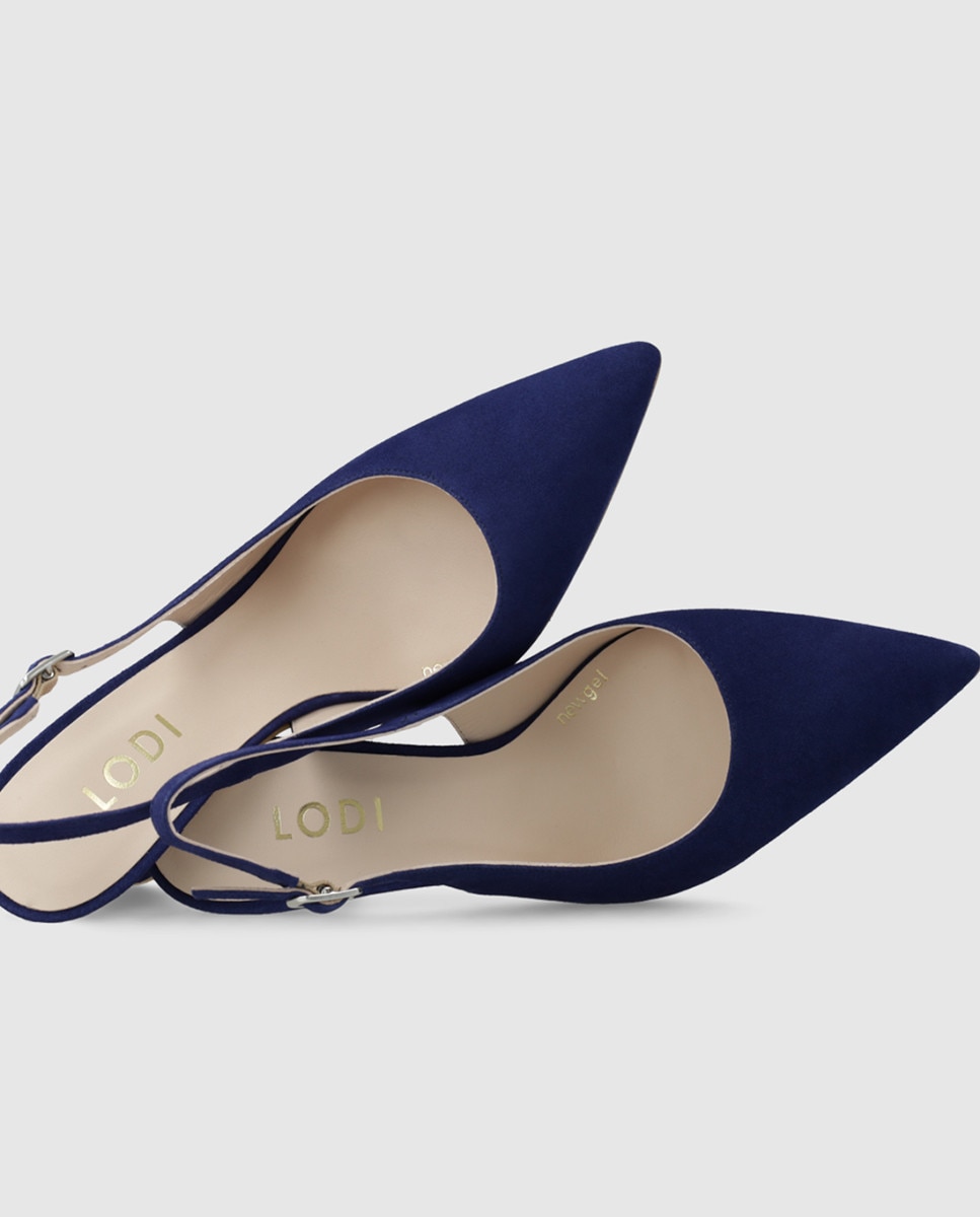 Zapatos de salón de mujer destalonados en ante - Lodi - Azul Azul-4