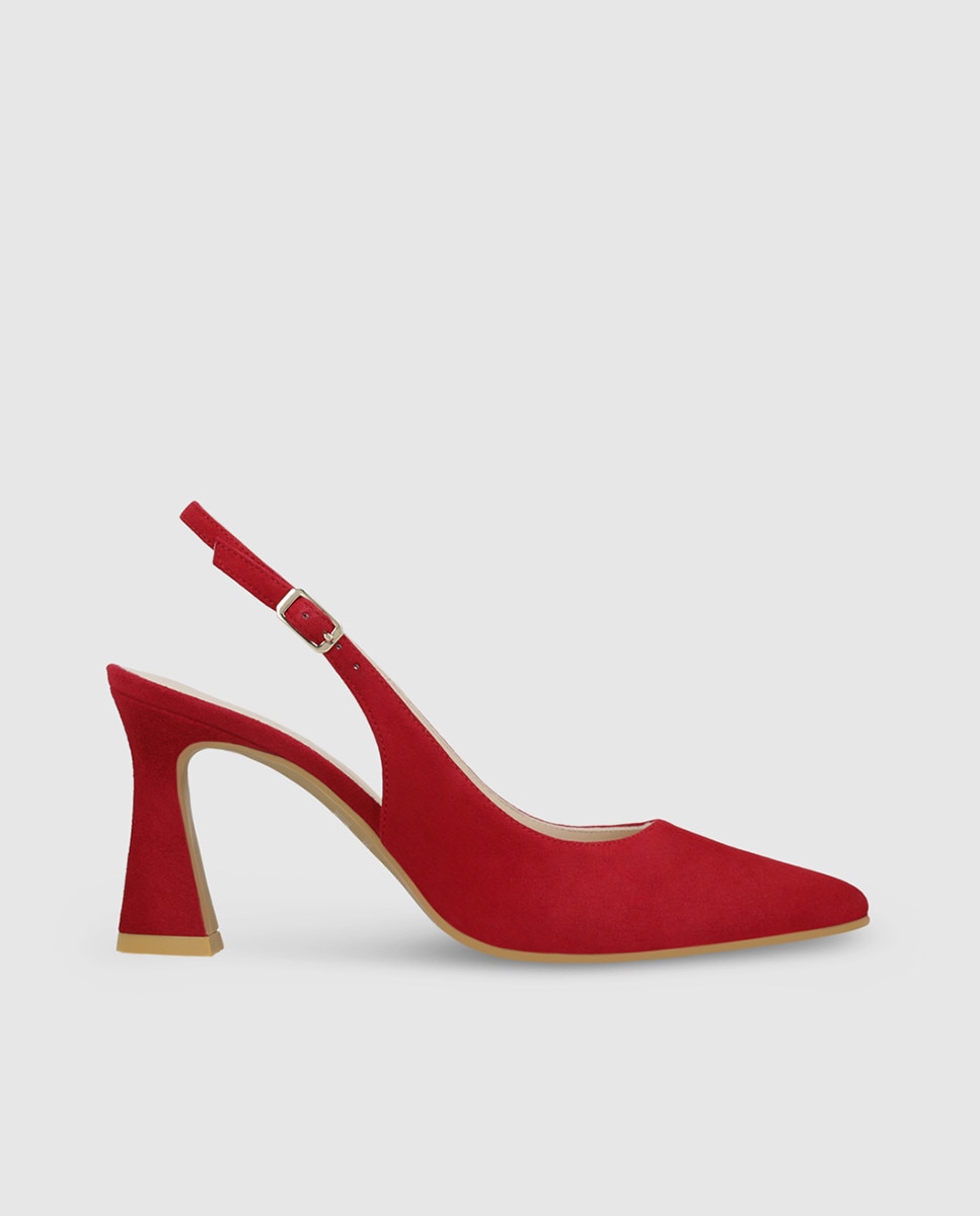 Zapatos de salón de mujer destalonados en ante - Lodi - Rojo Rojo-1