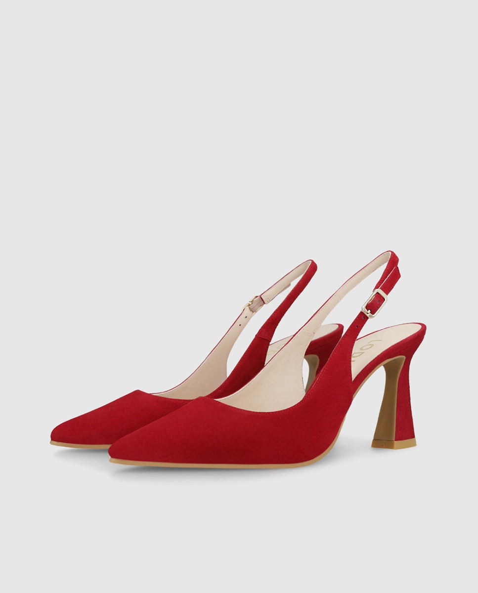 Zapatos de salón de mujer destalonados en ante - Lodi - Rojo Rojo-3