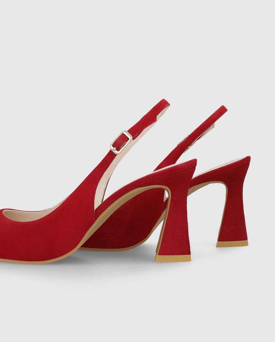 Zapatos de salón de mujer destalonados en ante - Lodi - Rojo Rojo-2