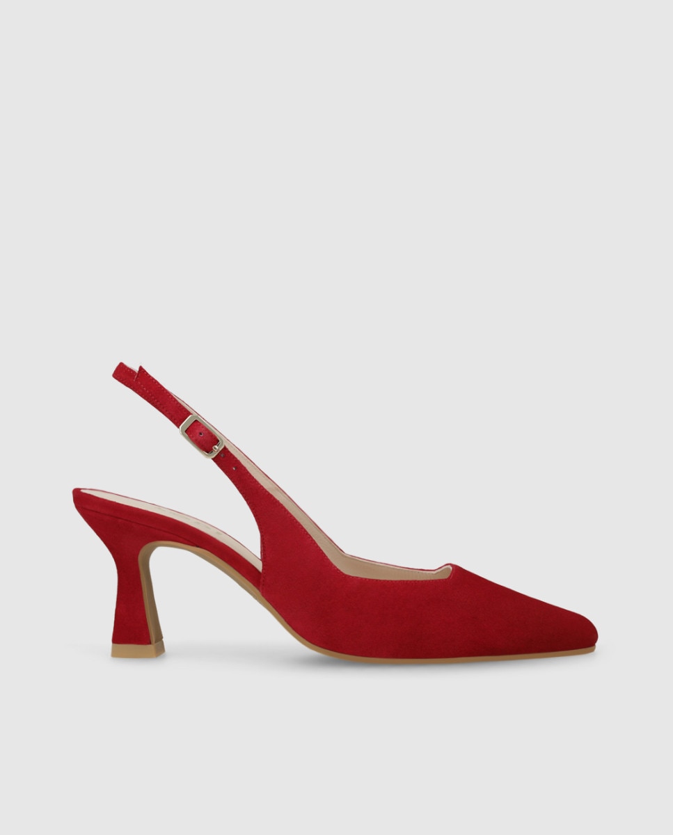Zapatos de salón destalonados de mujer en ante - Lodi - Rojo Rojo-1