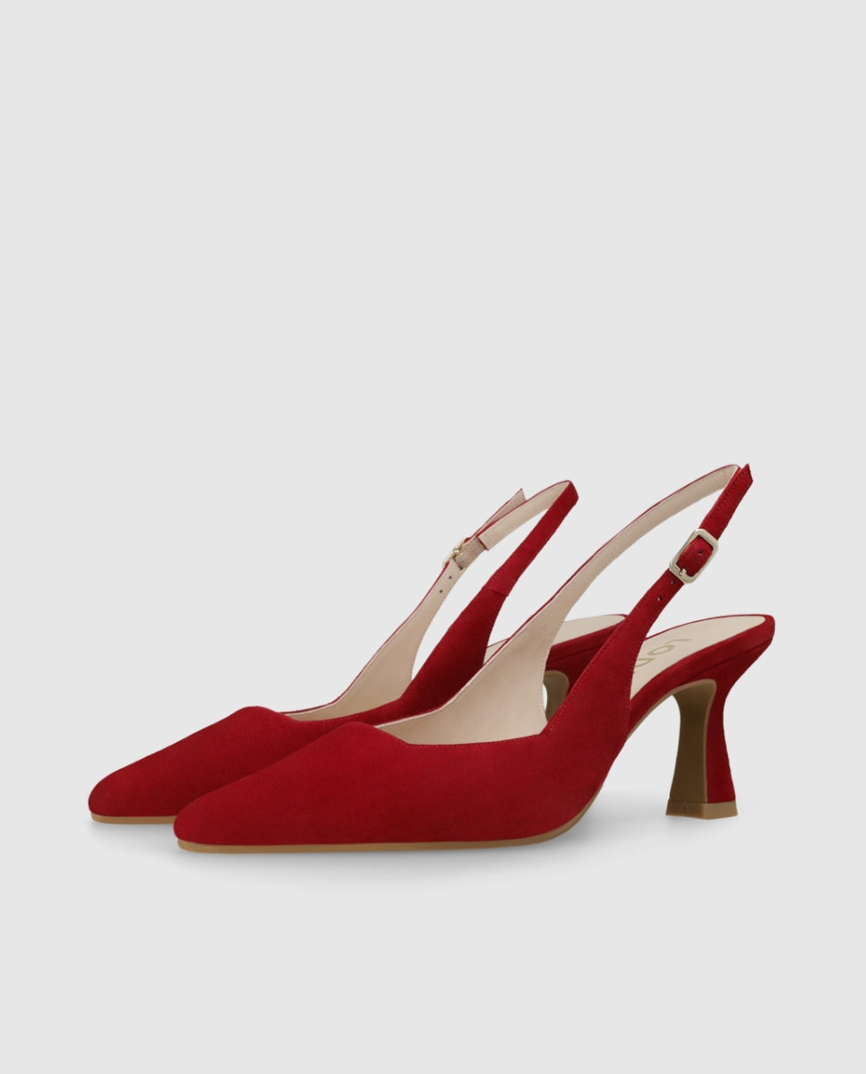 Zapatos de salón destalonados de mujer en ante - Lodi - Rojo Rojo-3