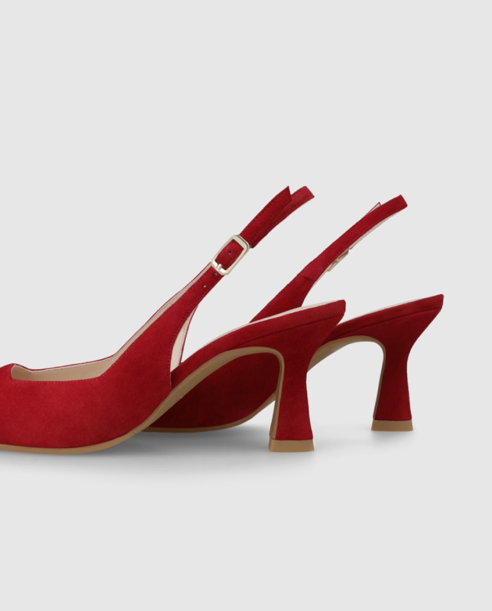 Zapatos de salón destalonados de mujer en ante - Lodi - Rojo Rojo-2