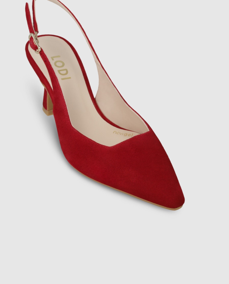 Zapatos de salón destalonados de mujer en ante - Lodi - Rojo Rojo-4