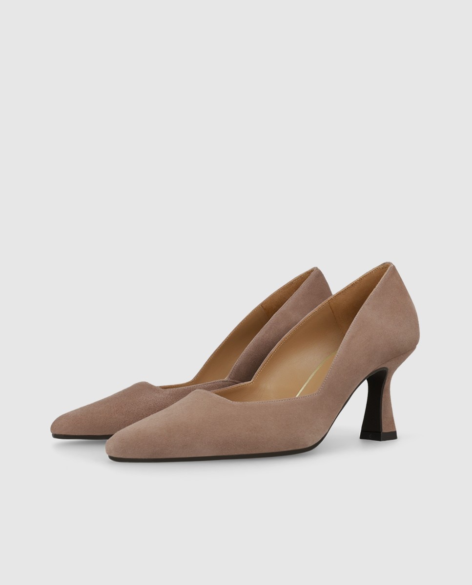 Zapatos de salón de mujer en ante y escote cuadrado - Lodi - Beige Beige-3