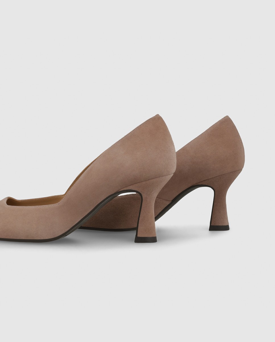 Zapatos de salón de mujer en ante y escote cuadrado - Lodi - Beige Beige-2