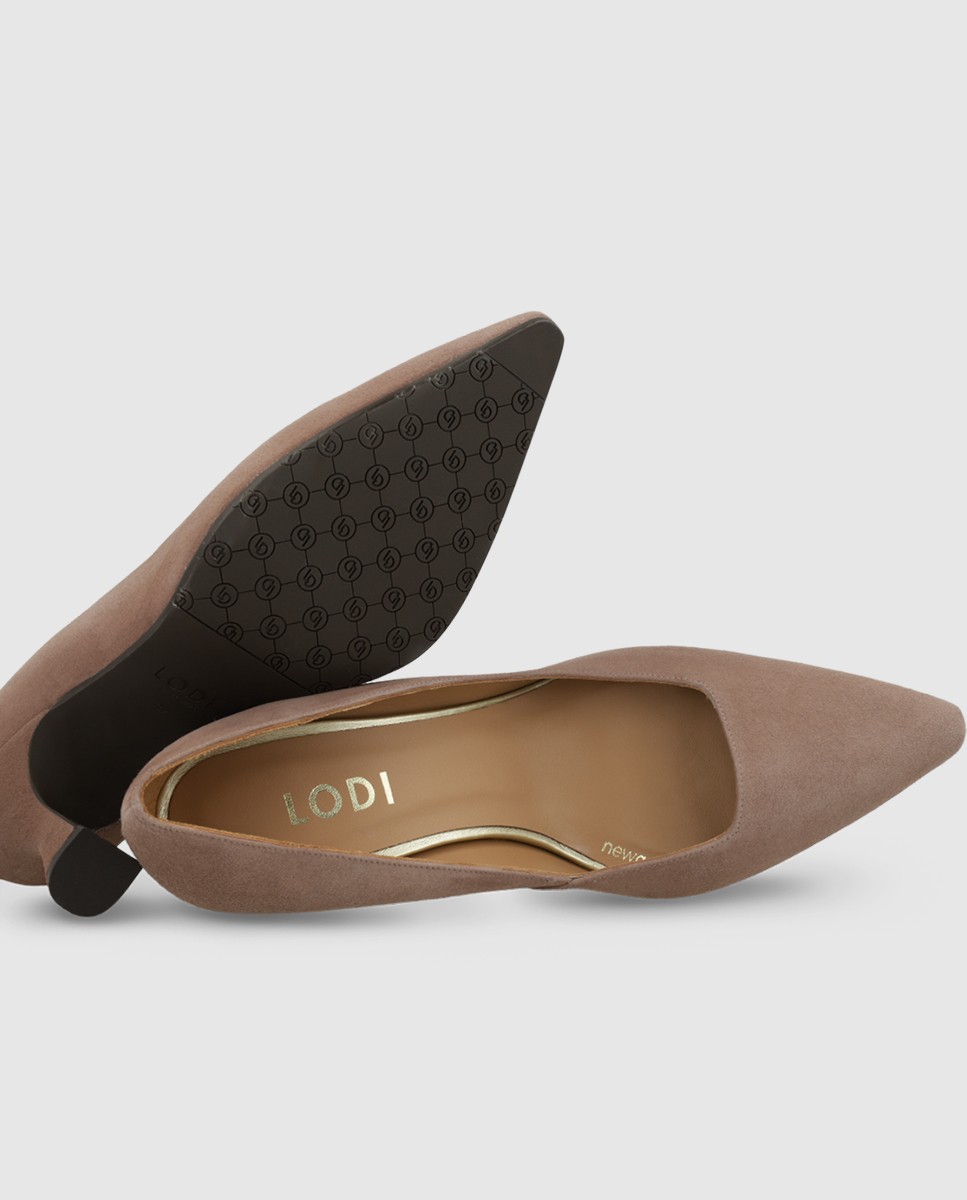 Zapatos de salón de mujer en ante y escote cuadrado - Lodi - Beige Beige-4