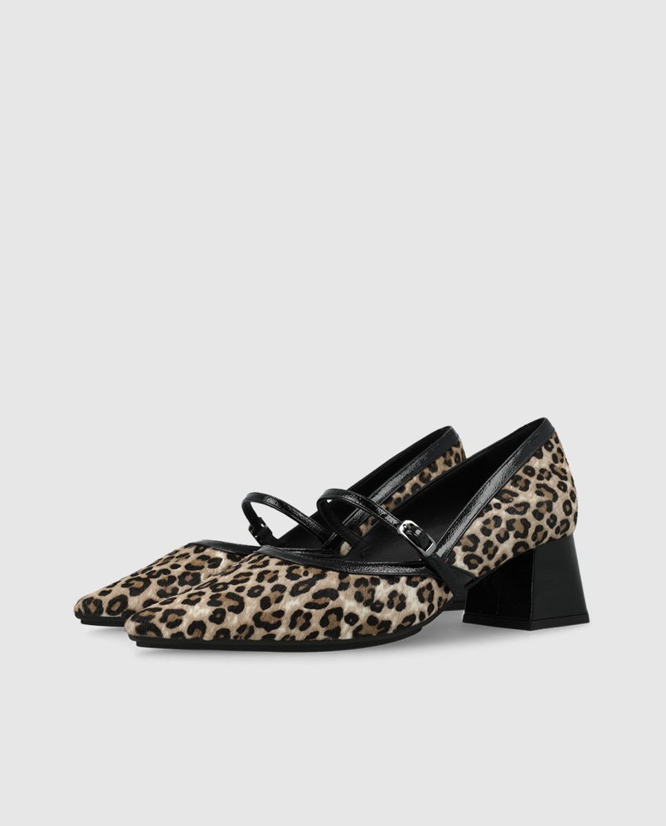 Imagen 3 de Zapatos de salón de mujer en piel con pelo efecto animal print - Lodi - Beige/Marrón Beige/Marrón