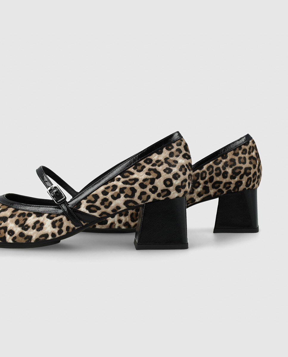 Imagen 2 de Zapatos de salón de mujer en piel con pelo efecto animal print - Lodi - Beige/Marrón Beige/Marrón