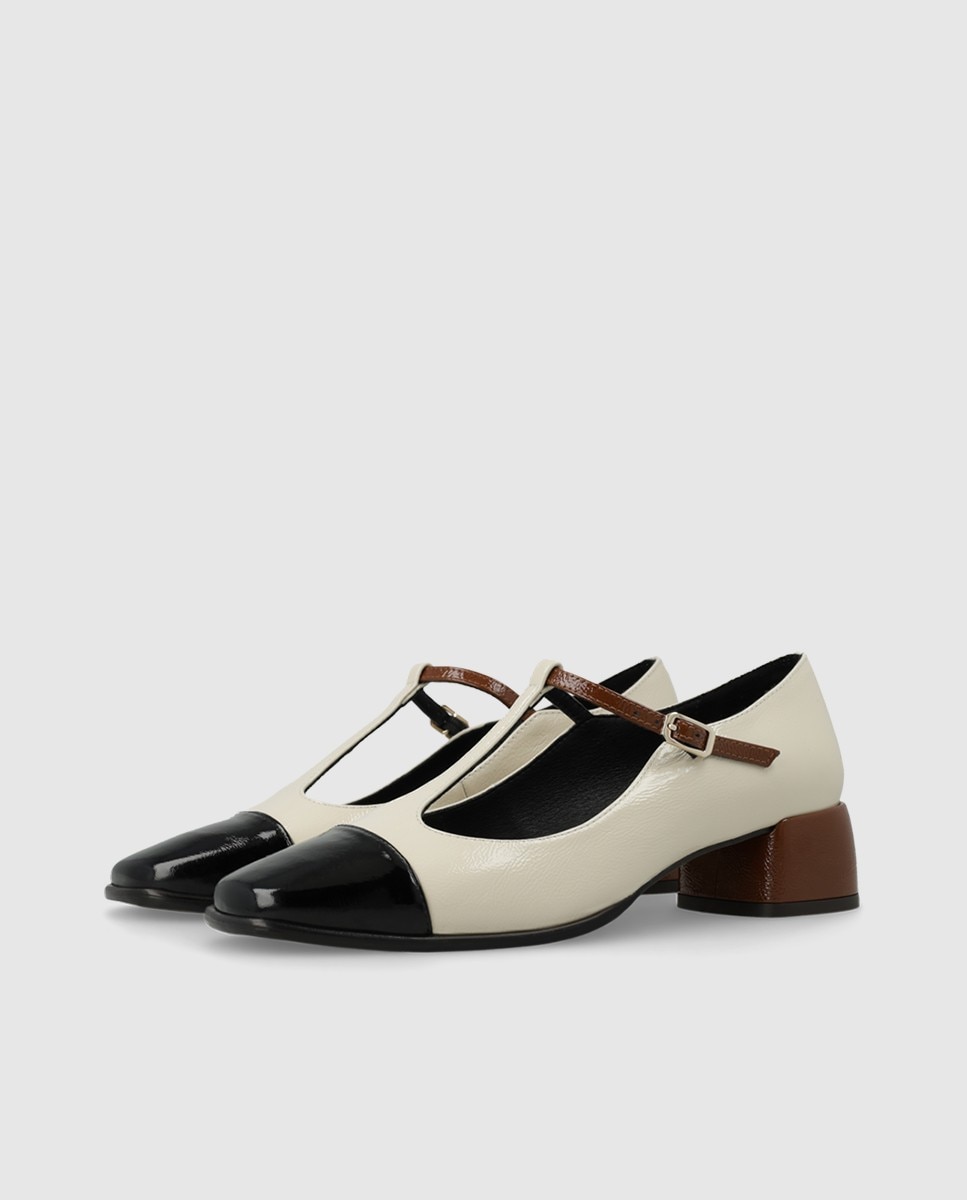 Zapatos de salón de mujer piel combinada - Lodi - Blanco / Negro Blanco / Negro-3