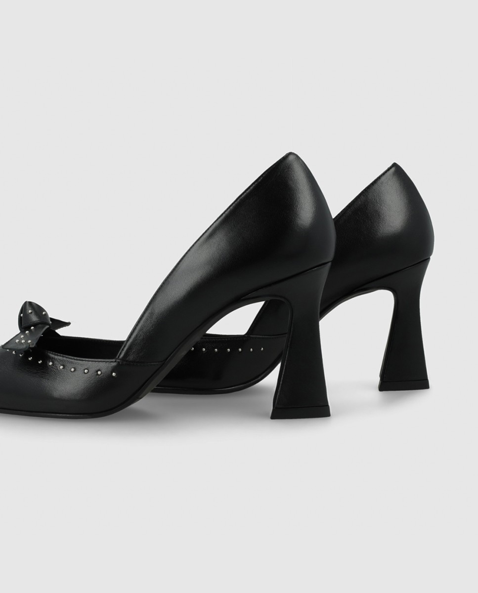 Zapatos de salón de mujer en piel con tachas y lazo - Lodi - Negro Negro-2