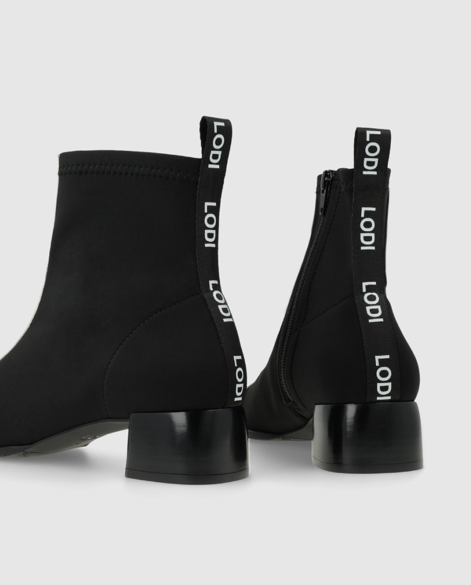 Botines de mujer en piel y neopreno - Lodi - Negro / Blanco Negro / Blanco-2