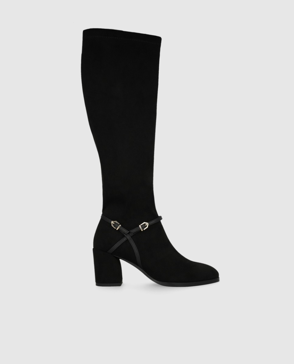 Botas de mujer en antelina con tacón - Lodi - Negro Negro-1