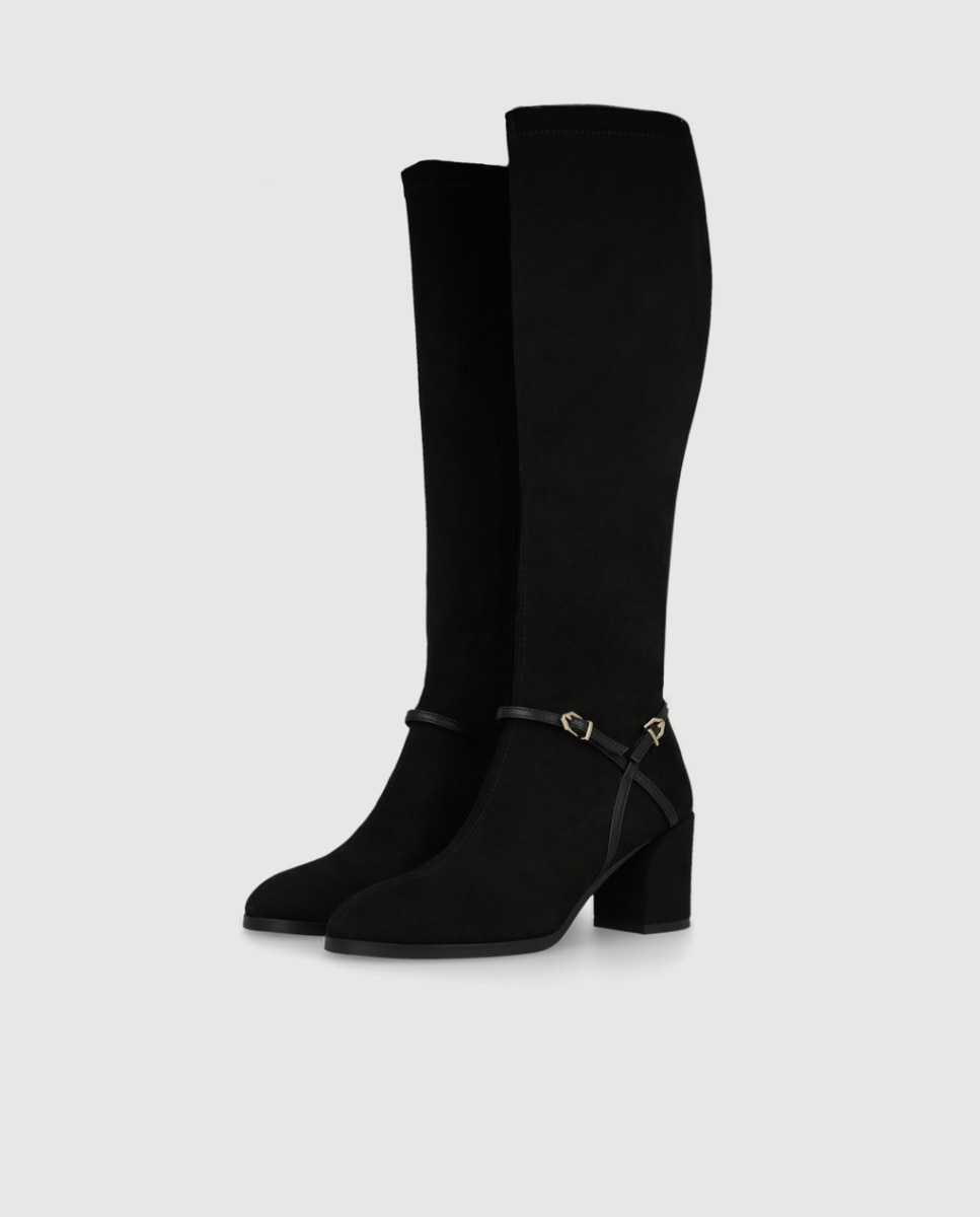 Botas de mujer en antelina con tacón - Lodi - Negro Negro-2