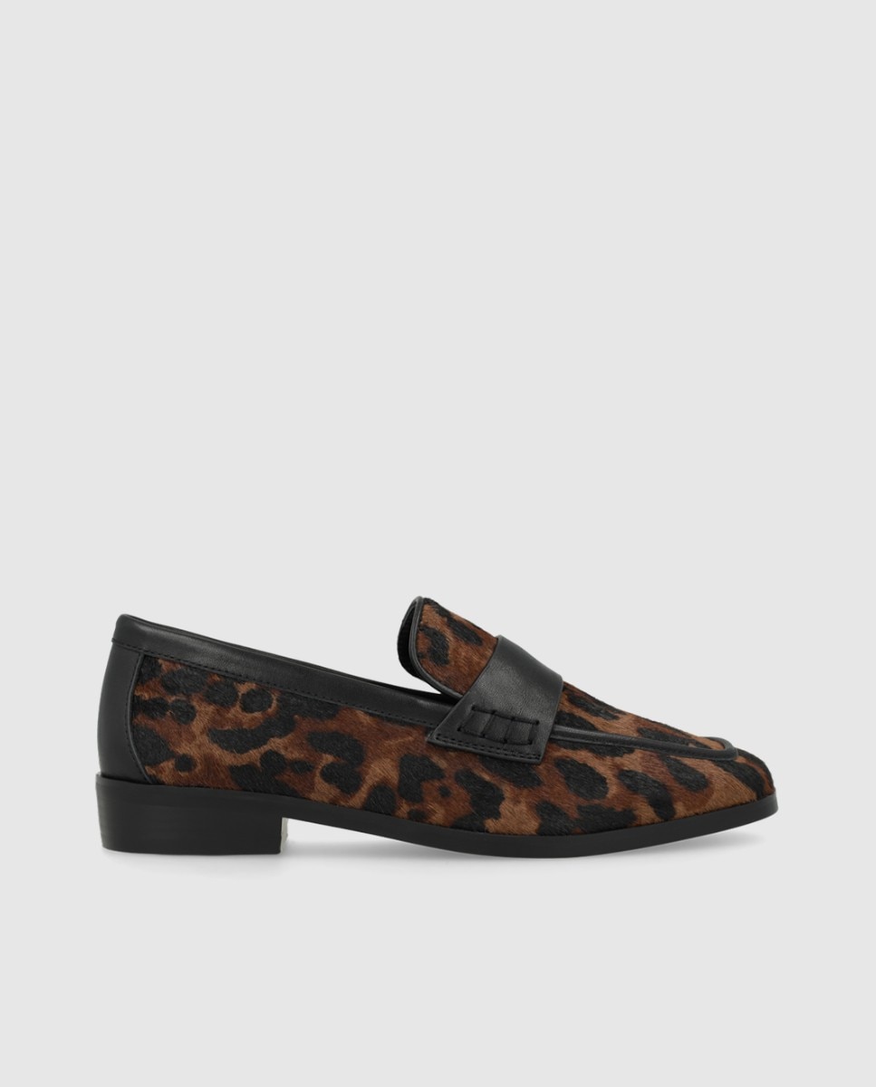 Mocasines de mujer en piel efecto animal print
