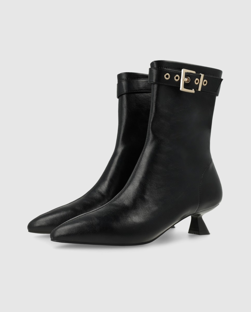 Botines de mujer efecto piel con adorno - Lodi - Negro Negro-3