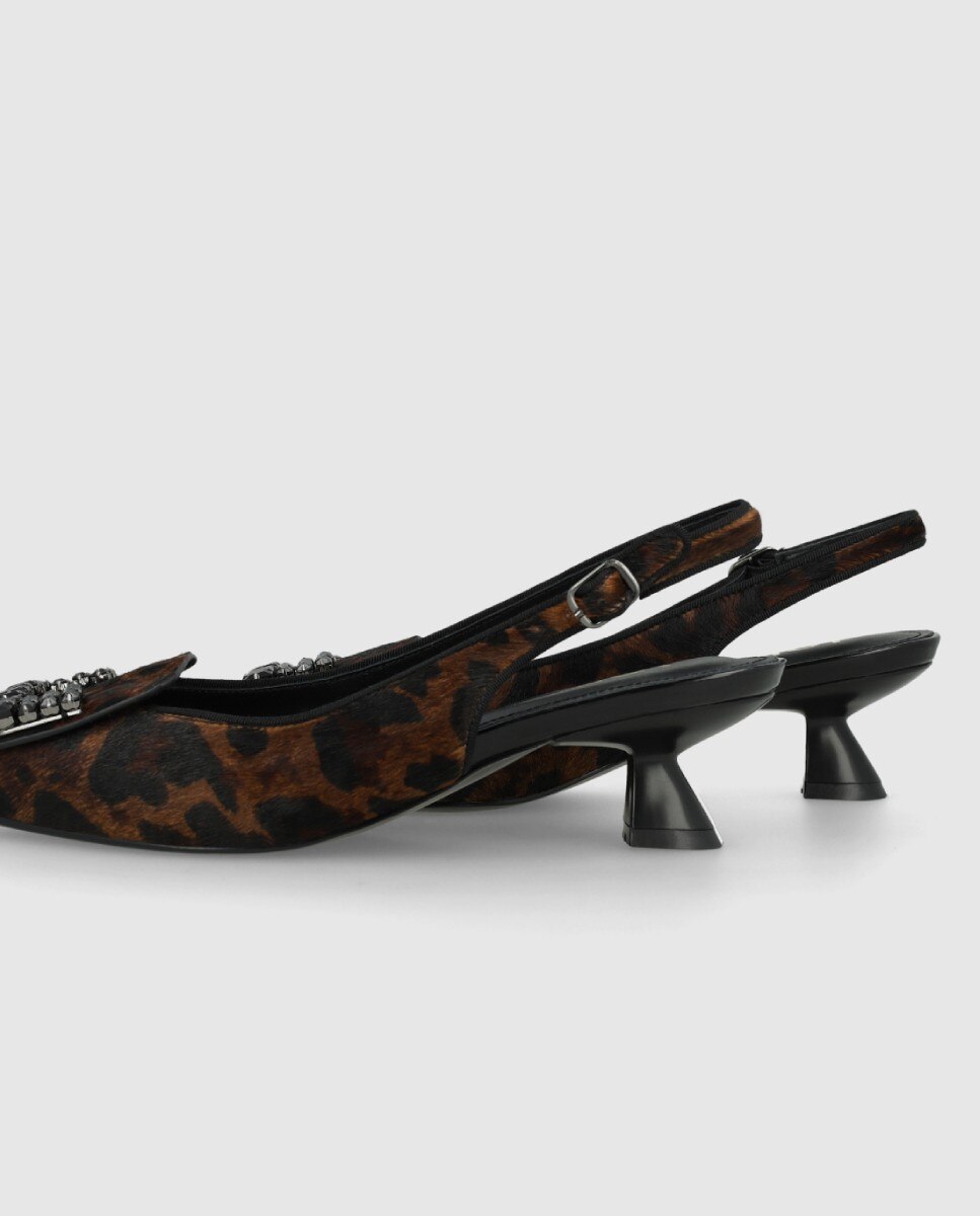 Zapatos de salón de mujer destalonados en piel efecto animal print - Lodi - Marrón Marrón-2