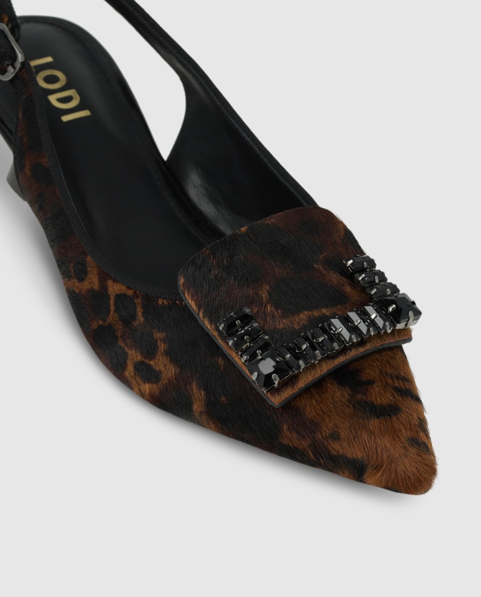 Zapatos de salón de mujer destalonados en piel efecto animal print - Lodi - Marrón Marrón-4