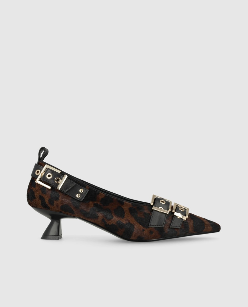 Imagen 1 de Zapatos de salón de mujer en piel efecto animal print con adornos - Lodi - Marrón Marrón