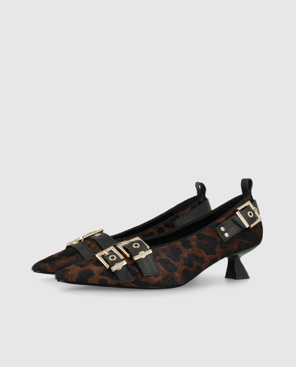 Imagen 3 de Zapatos de salón de mujer en piel efecto animal print con adornos - Lodi - Marrón Marrón